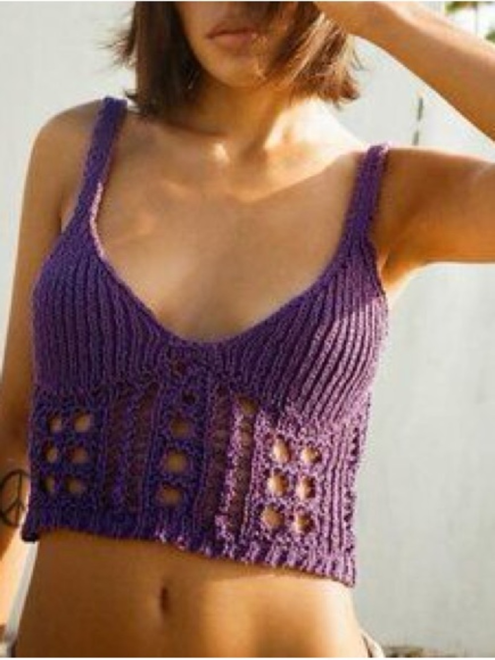 NWT Zara Purple Crochet Knit Crop Tank Top Boho Cottagecore Vibes Grannycore